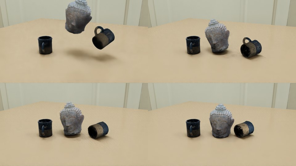 Splat objects dropped onto a table